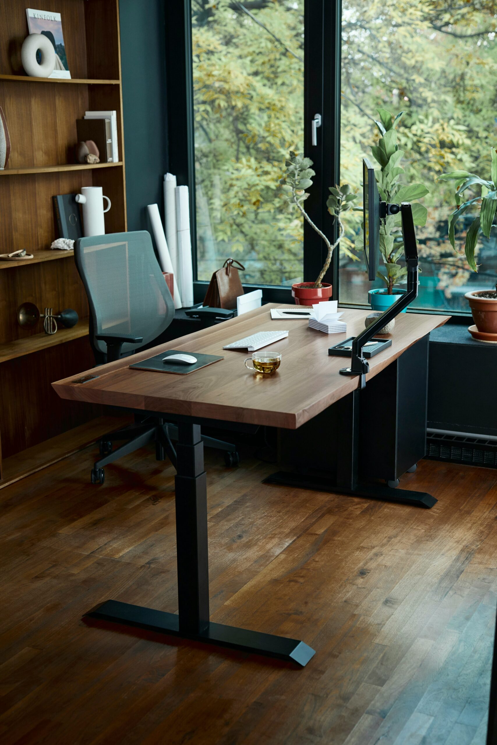 Modern home office remodeling with sleek flooring replacement