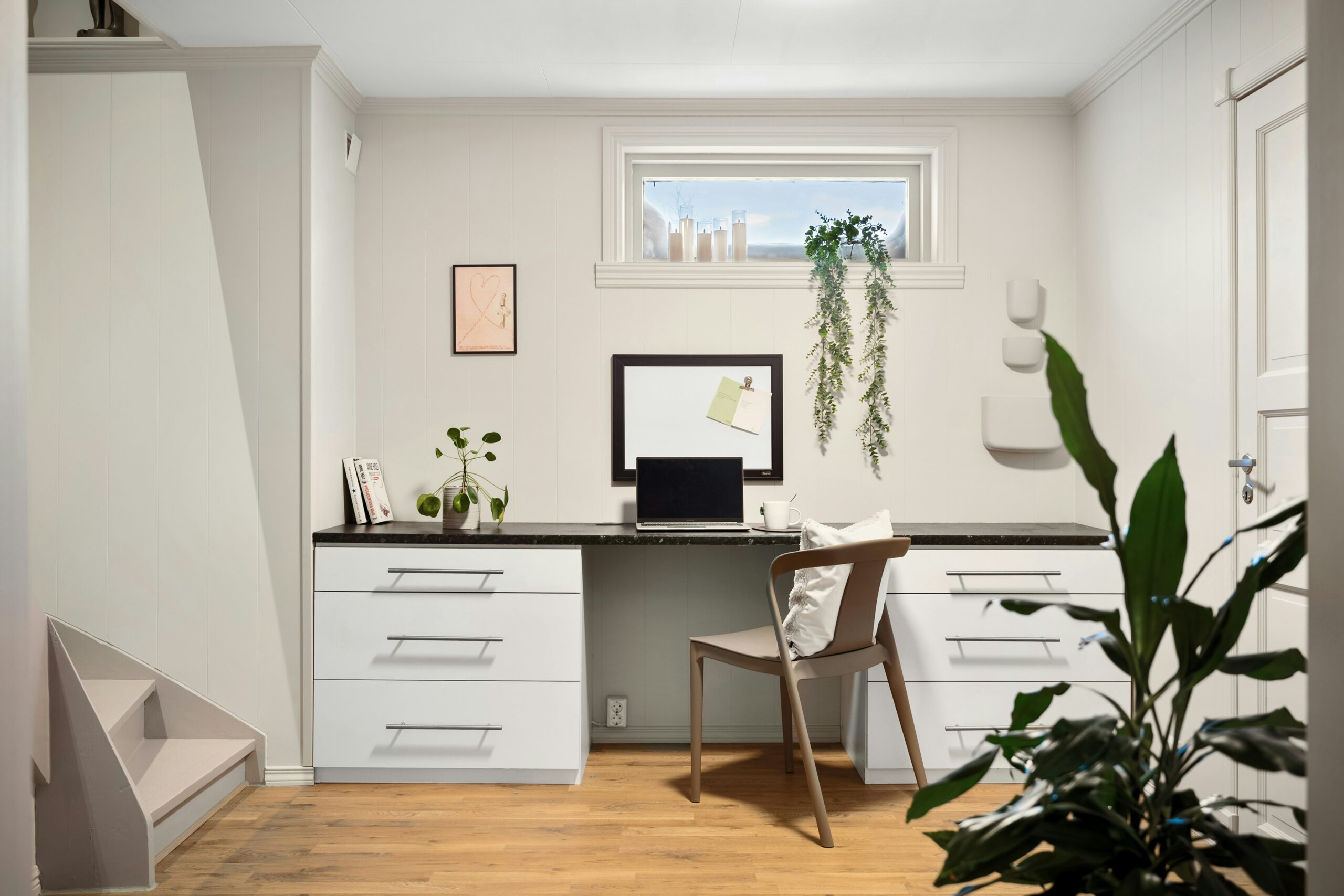 Small home office remodel featuring wall paint refresh and ergonomic layout — perfect for remote work.